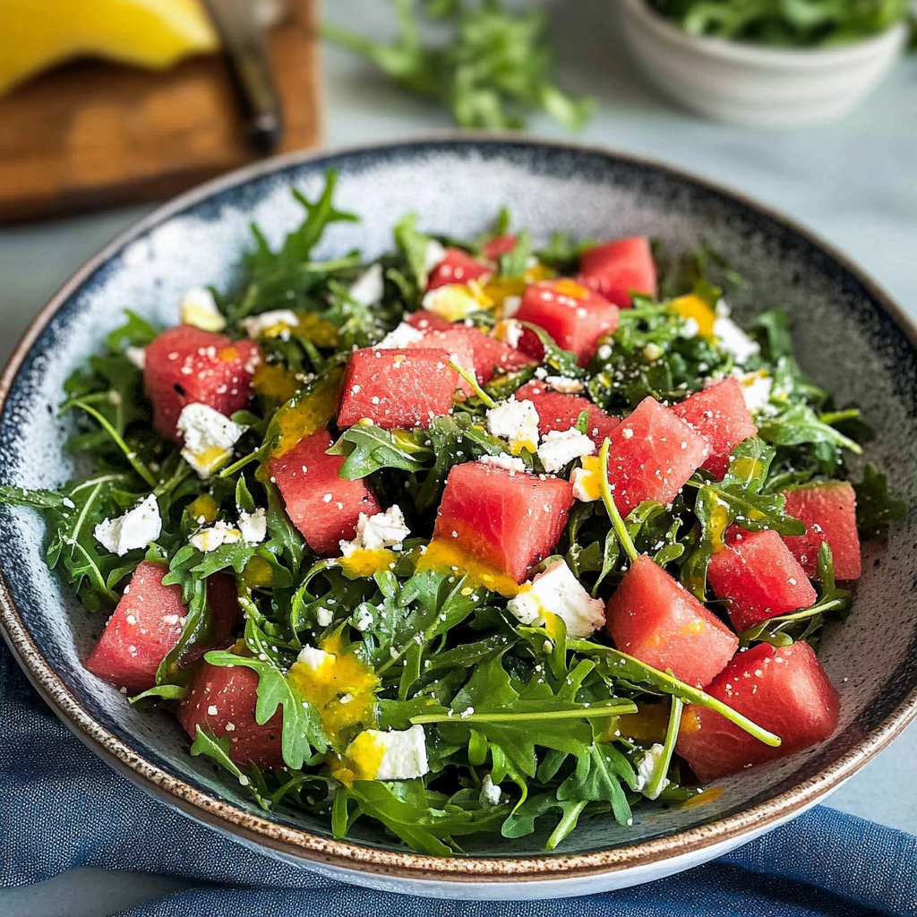 Fresh Watermelon Arugula Salad for Summer!