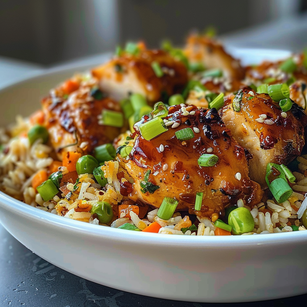 Crispy Saucy Chicken with Vegetable Fried Rice